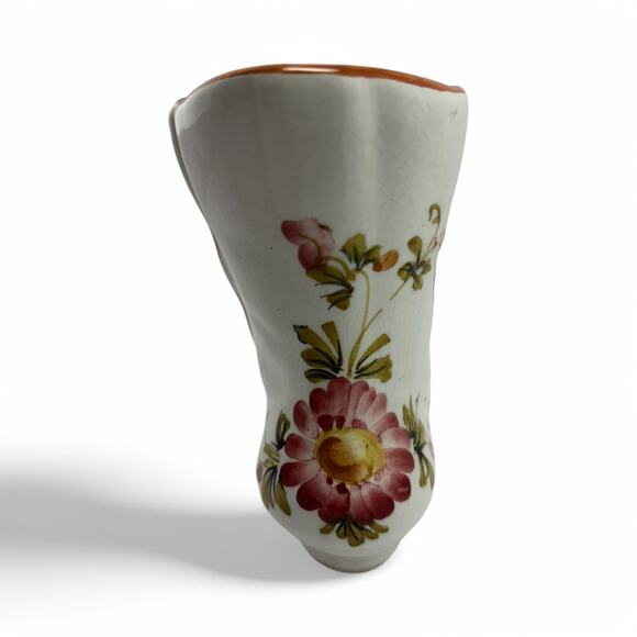 Vintage Bassano Italy Hand-Painted Ceramic Boot Vase – Floral Faience Pottery - Picture 10 of 16